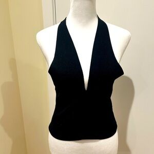 Zara Black Knit Deep V Top